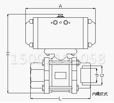 Q611F氣動三片式球閥結構圖