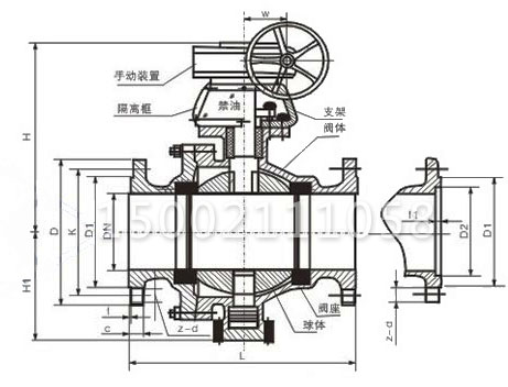 氧氣專用球閥結構圖 氧氣專用球閥結構圖