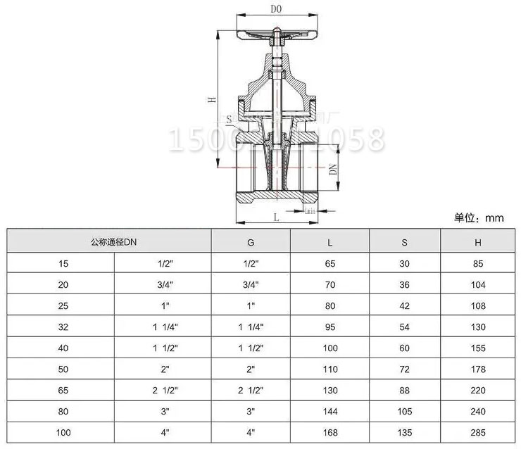Z15X絲口軟密封閘閥結構圖 Z15X絲口軟密封閘閥結構圖