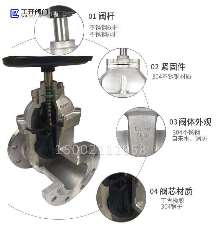 不銹鋼暗桿閘閥Z41X-16P解剖內部結構圖 不銹鋼暗桿閘閥Z41X-16P解剖內部結構圖