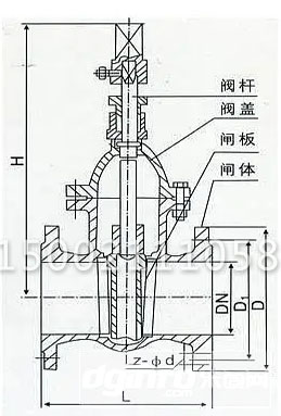 傳動帽彈性座封閘閥結構圖 傳動帽彈性座封閘閥結構圖