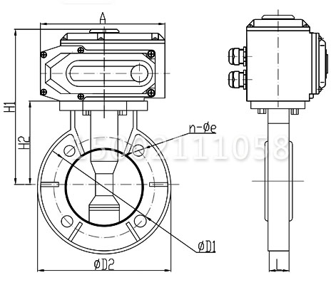 D971S電動塑料蝶閥結構圖 D971S電動塑料蝶閥結構圖
