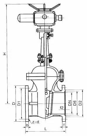 Z941H-40C電動閘閥結構尺寸 Z941H-40C電動閘閥結構尺寸