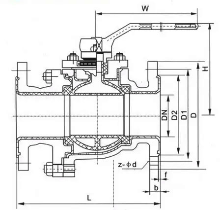 襯氟球閥結構尺寸 襯氟球閥結構尺寸