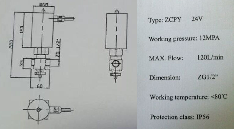 ZCPY船用高壓消防電磁閥結構尺寸 ZCPY船用高壓消防電磁閥結構尺寸